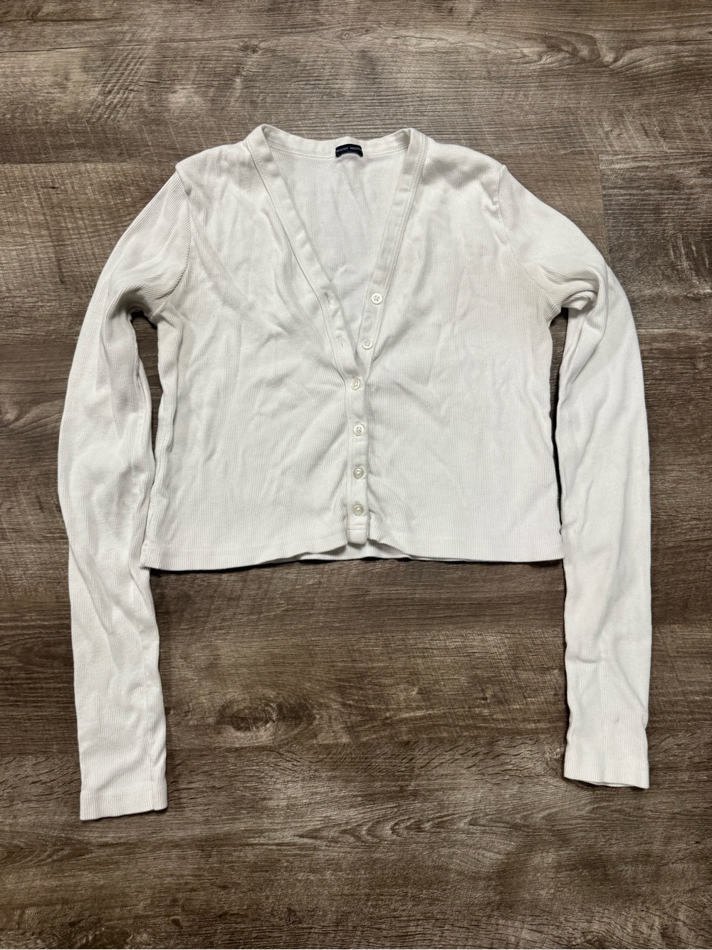 Brandy Melville White Button Front Long Sleeve Shirt O/S